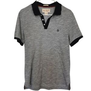 Original Penguin Heritage Slim Fit Short Sleeve Polo Shirt Grey & Navy - Sz S